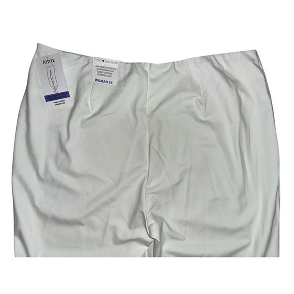 Intro Love the Fit 3X Pants Laura Breezy Stretch White Straight Tummy Control - Picture 6 of 6